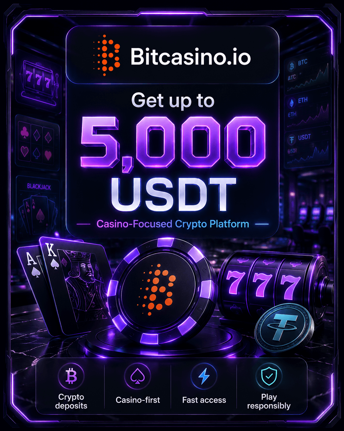 Bitcasino.io crypto casino promotional card