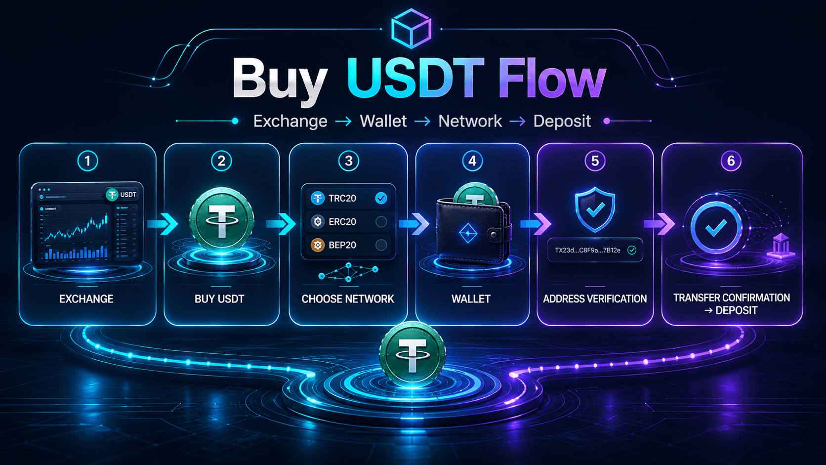 Exchange to wallet to crypto casino deposit flow visual