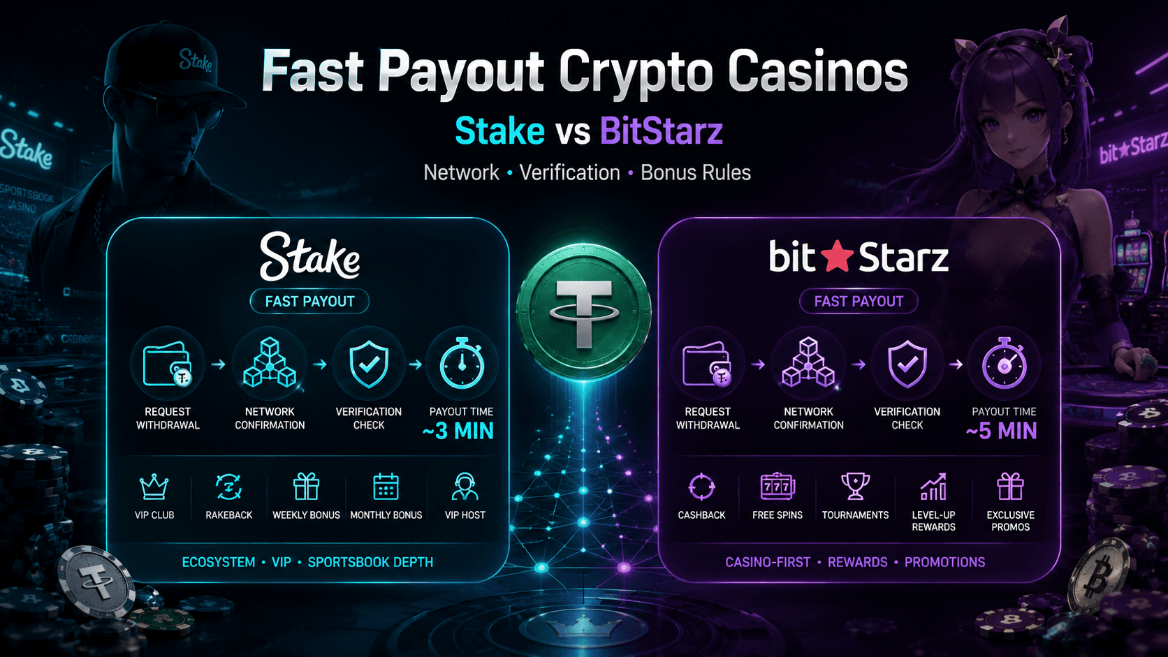 Fast payout crypto casino comparison visual
