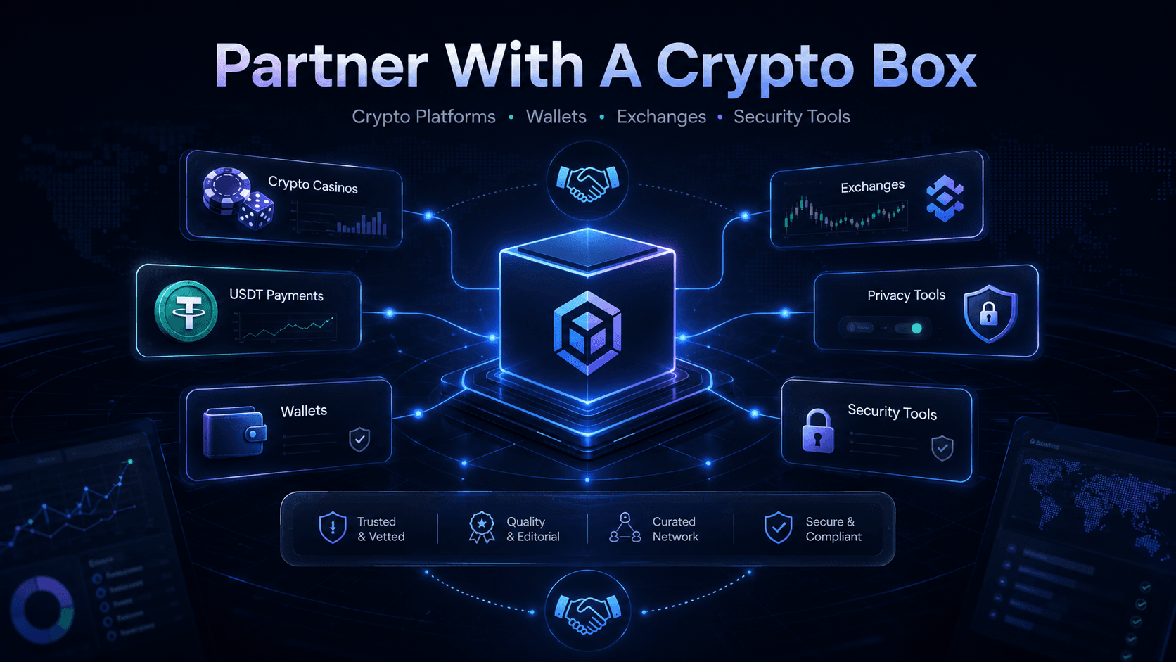 A Crypto Box partnerships visual for crypto product teams