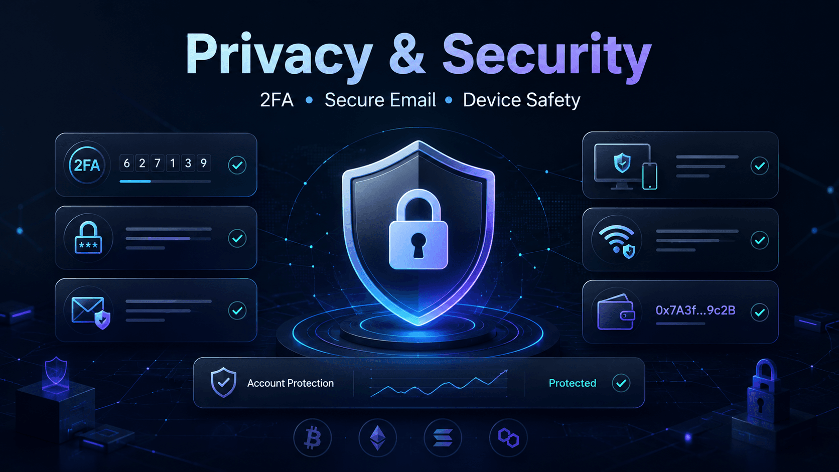 Privacy and account security visual for crypto users