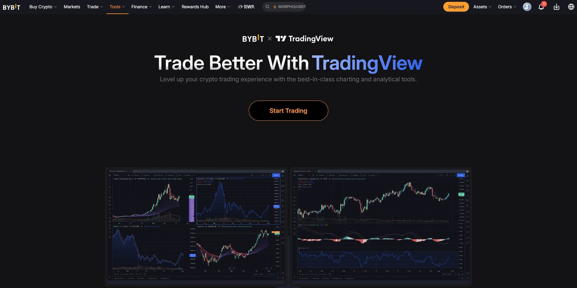 Страница интеграции TradingView Bybit