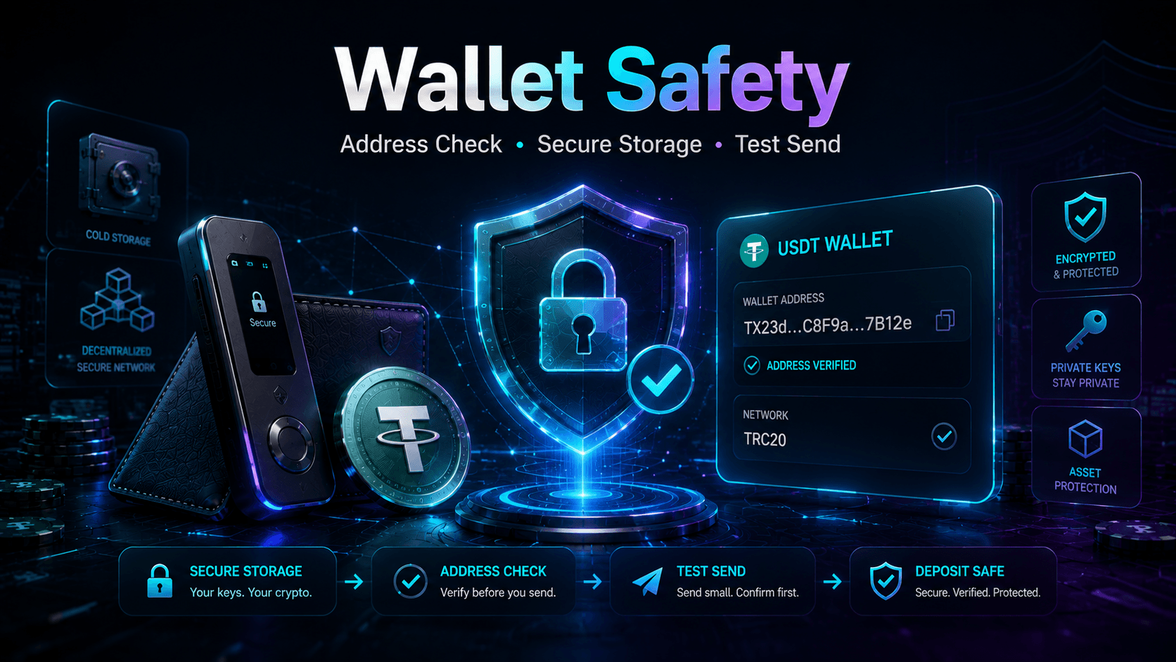 Wallet and account safety visual for crypto users